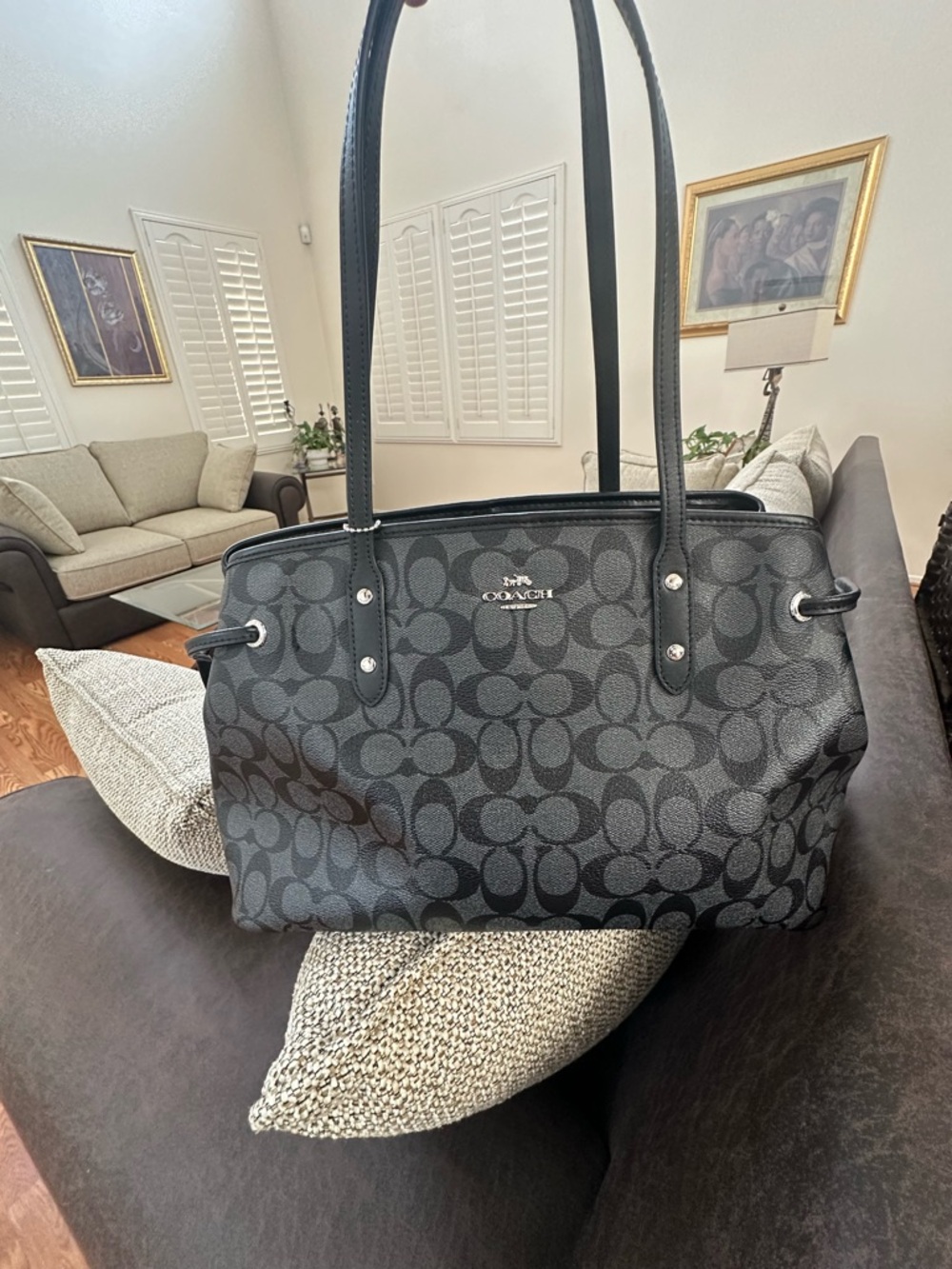 Coach Black Signature Canvas Tote
